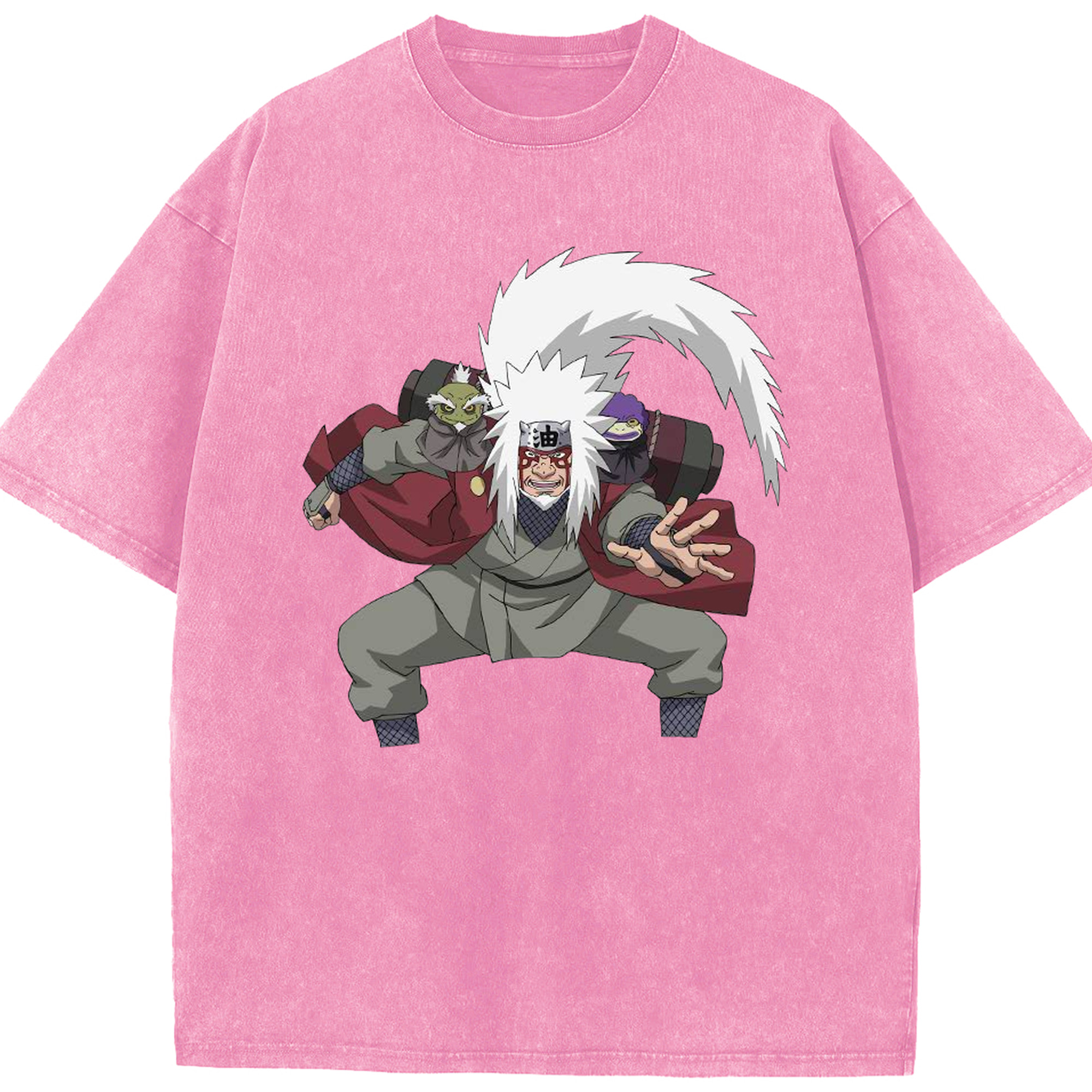 （画像用） NARUTO -ナルト- 自来也（じらいや） Jiraiya 綿100% ヴィンテージ風 半袖Tシャツ（フロントプリント）
